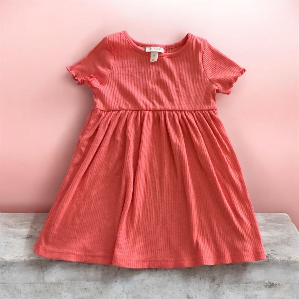 Buy one get one 50% off 
Cat & Jack Coral Pink Ribbed Short Sleeve Dress